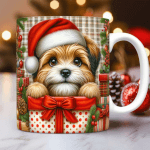 Vignette 1 Mug Chiot Noel texte à personnaliser