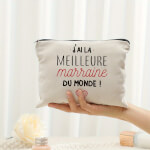 Trousse à maquillage meilleure marraine du monde – Cadeau personnalisé – Idée site cadeau anniversaire – Livraison rapide