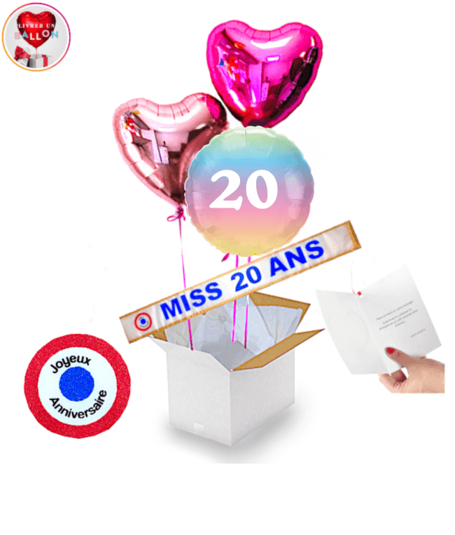 Image 1 Bouquet de Ballons 20 Ans+Echarpe Miss 20Ans Joyeux