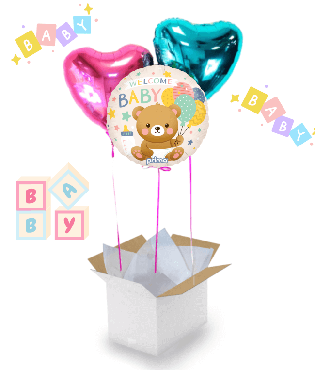 Image 1 Bouquet de ballons "Welcome Baby" texte à personnaliser