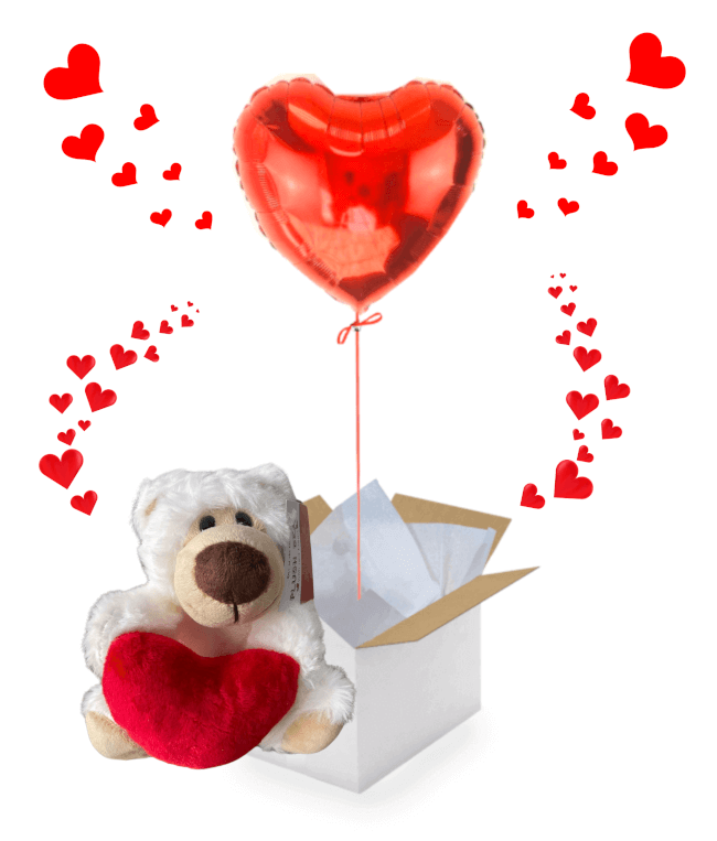 Image 1 Ballon Cœur Rouge & Peluche Ourson "Love" – Un Cadeau Rempli de Tendresse