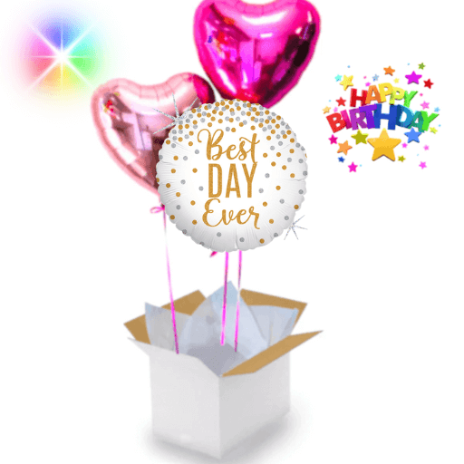 Image 1 Bouquet de Ballons "Best Day Ever" avec Cœurs – Cadeau Unique à Offrir