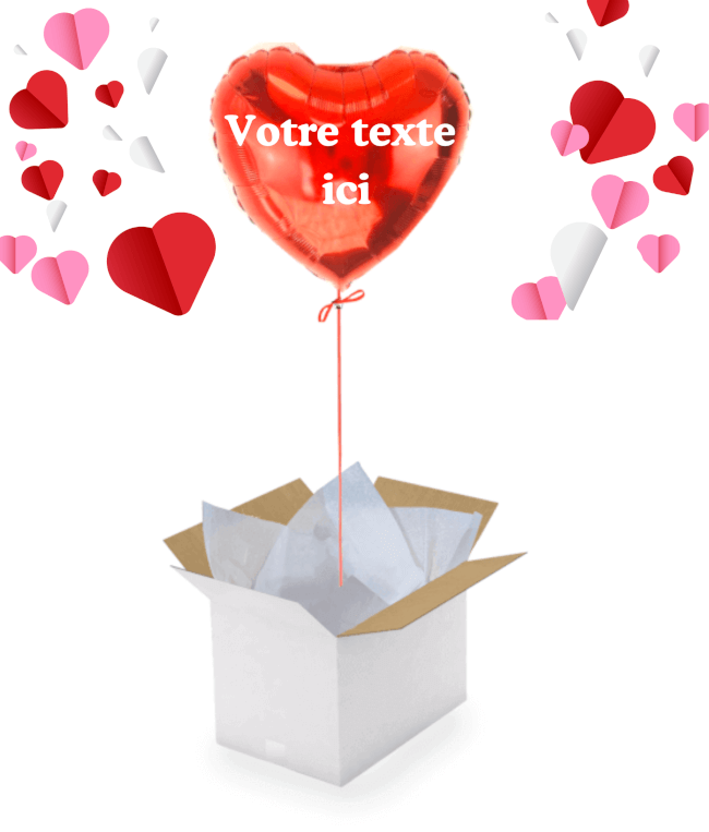 Image 1 Ballon cœur rouge personnalisable et sa carte avec votre message