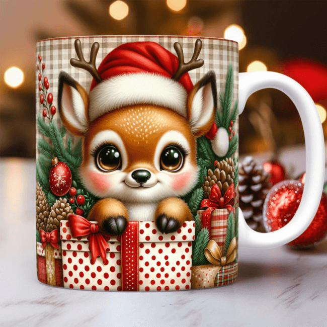 Image 1 Mug Renne de Noël – Cadeau Personnalisable et Festif