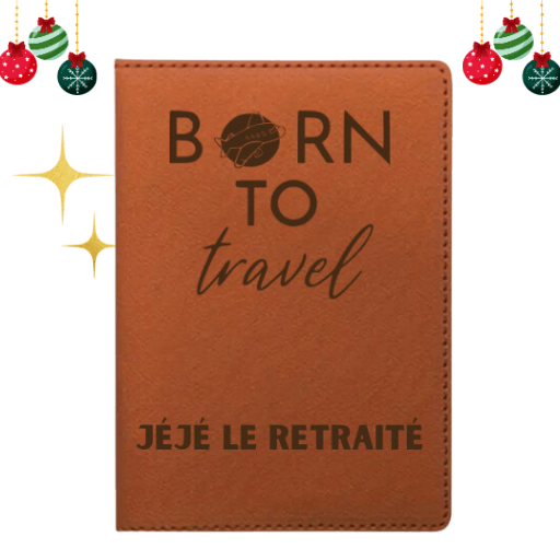 Image 1 Protège-Passeport "Born to Travel" – Personnalisation Unique pour les Aventuriers