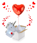 Vignette 1 Ballon Cœur Rouge & Veilleuse Licorne Cœur Rouge – Un Cadeau Féérique et Romantique