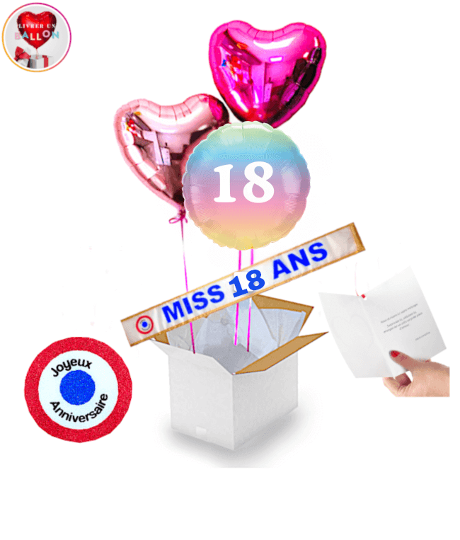 Image 1 Bouquet de ballons "18 Ans" + Écharpe Miss 18 Ans – Joyeux Anniversaire