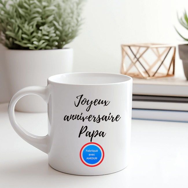 Image 1 Mug a Personnaliser "Fabriqué Avec Amour" – Un Cadeau Authentique et Chaleureux