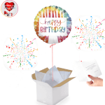 Vignette 1 Ballon d'Anniversaire Hélium Multicolore imprimé Bougie "Happy Birthday" – La Surprise Parfaite !