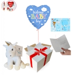 Vignette 1 Ballon "Welcome Baby Boy" avec Peluche Licorne – Cadeau Tendre et Magique pour Célébrer une Naissance