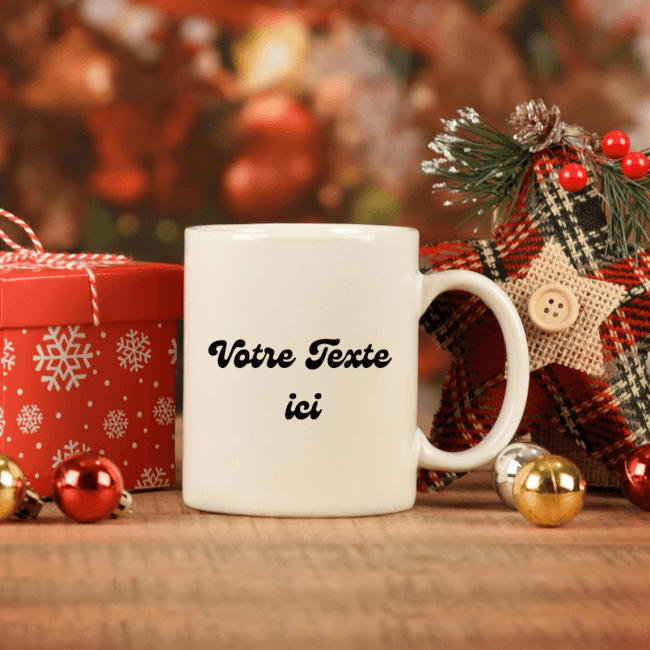 Image 2 Mug Chiot Noel texte à personnaliser