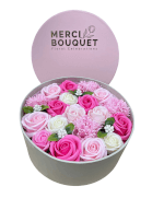 Vignette 3 Ballon "Happy Birthday" Fleuri avec Composition Florale de Roses de Savon